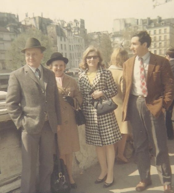 Paris 1968 on the Seine River Helga and Diego with Helga's Parents