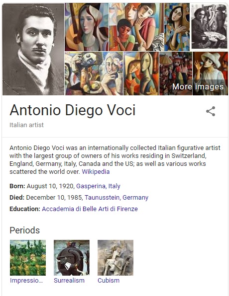 Antonio Diego Voci highlighted when Google Diego Voci